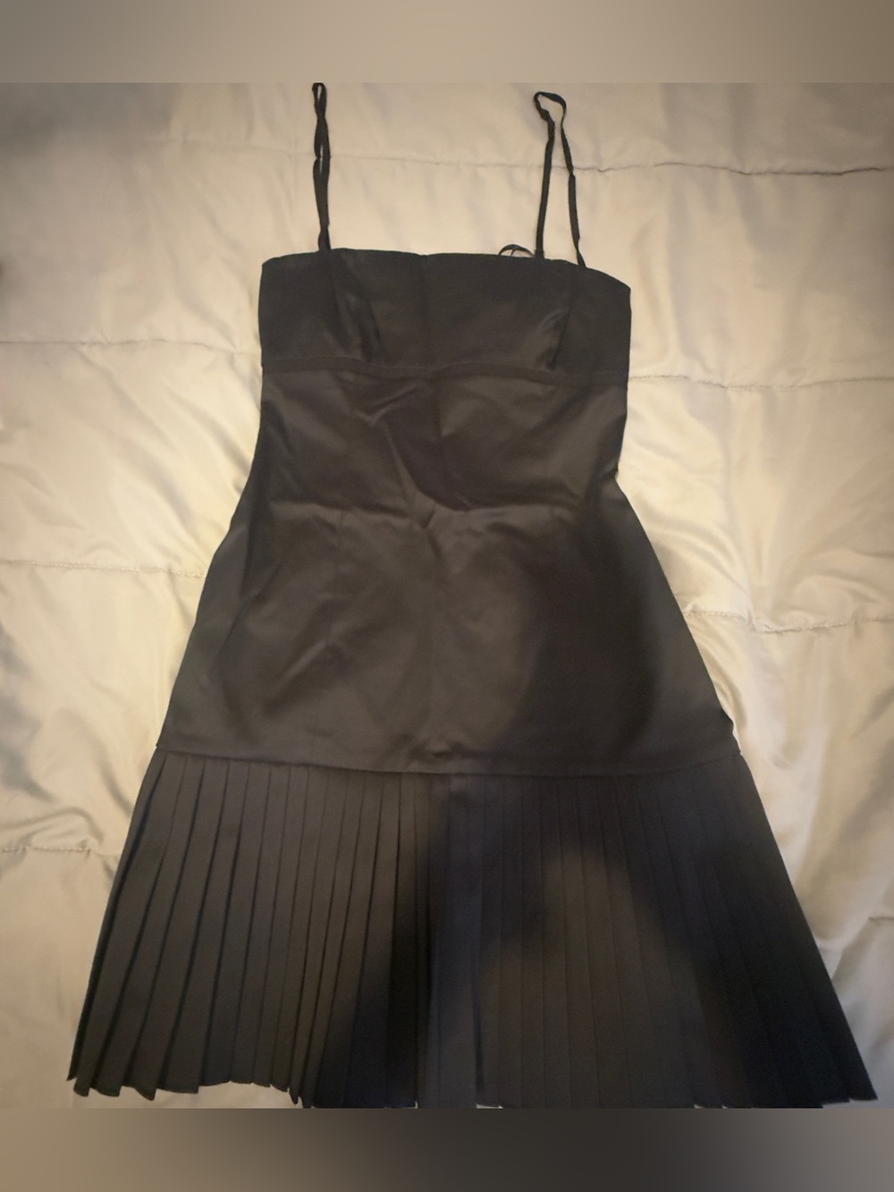 Elie Tahari Black Mini Dress with Pleated Hem